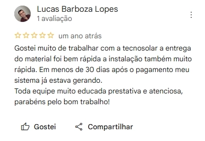 Depoimento de Lucas Barbosa sobre instalação de energia solar em Salvador - Tecnosolar ✅